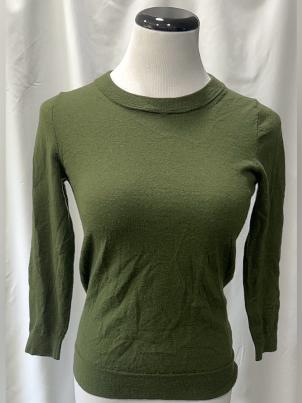 J.Crew Womens Small Green 100% Merino Wool Crewneck Long Sleeve Pullover Sweater